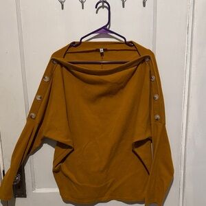 White Birch Mustard Sweater with Button Detail